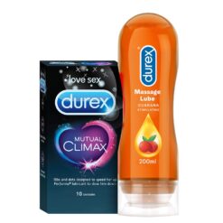 Durex Mutual Climax Condoms - 10 Count & Durex Play Massage Gel 2in1 Stimulating - 200 ml