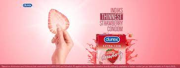 Durex Extra Thin Wild Strawberry Flavoured Condom
